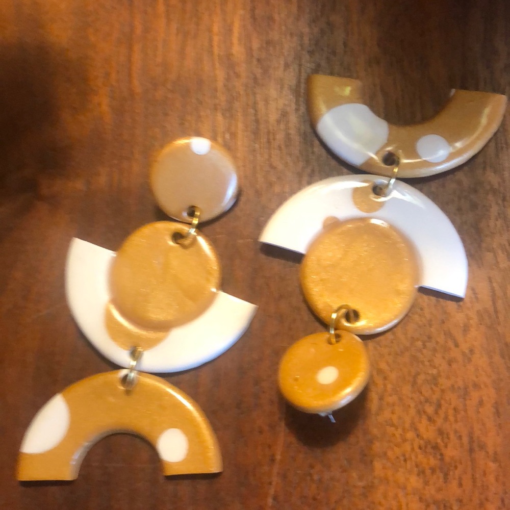 Gold&White Polka Dot Earrings